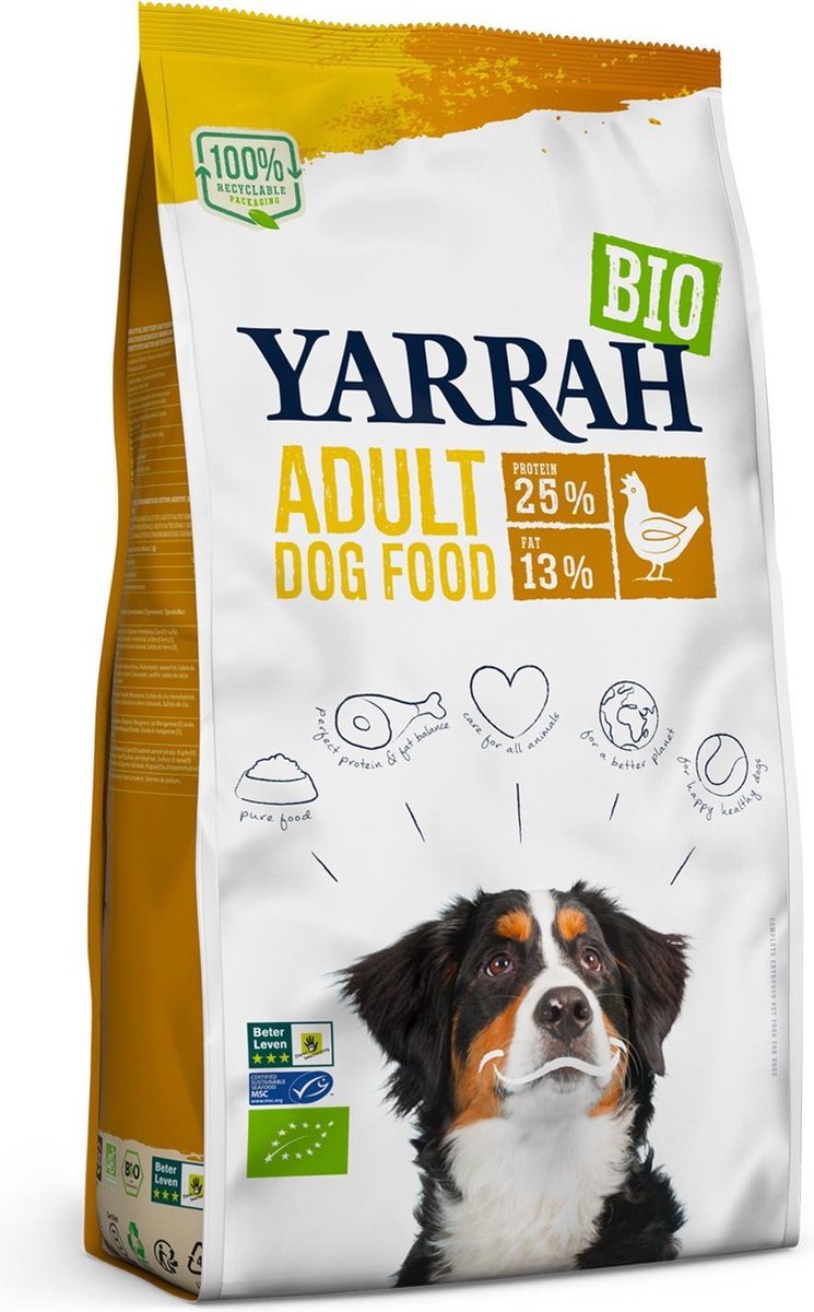 Yarrah - Biologisch Hondenvoer Adult Kip - Hondenvoer - 15 kg