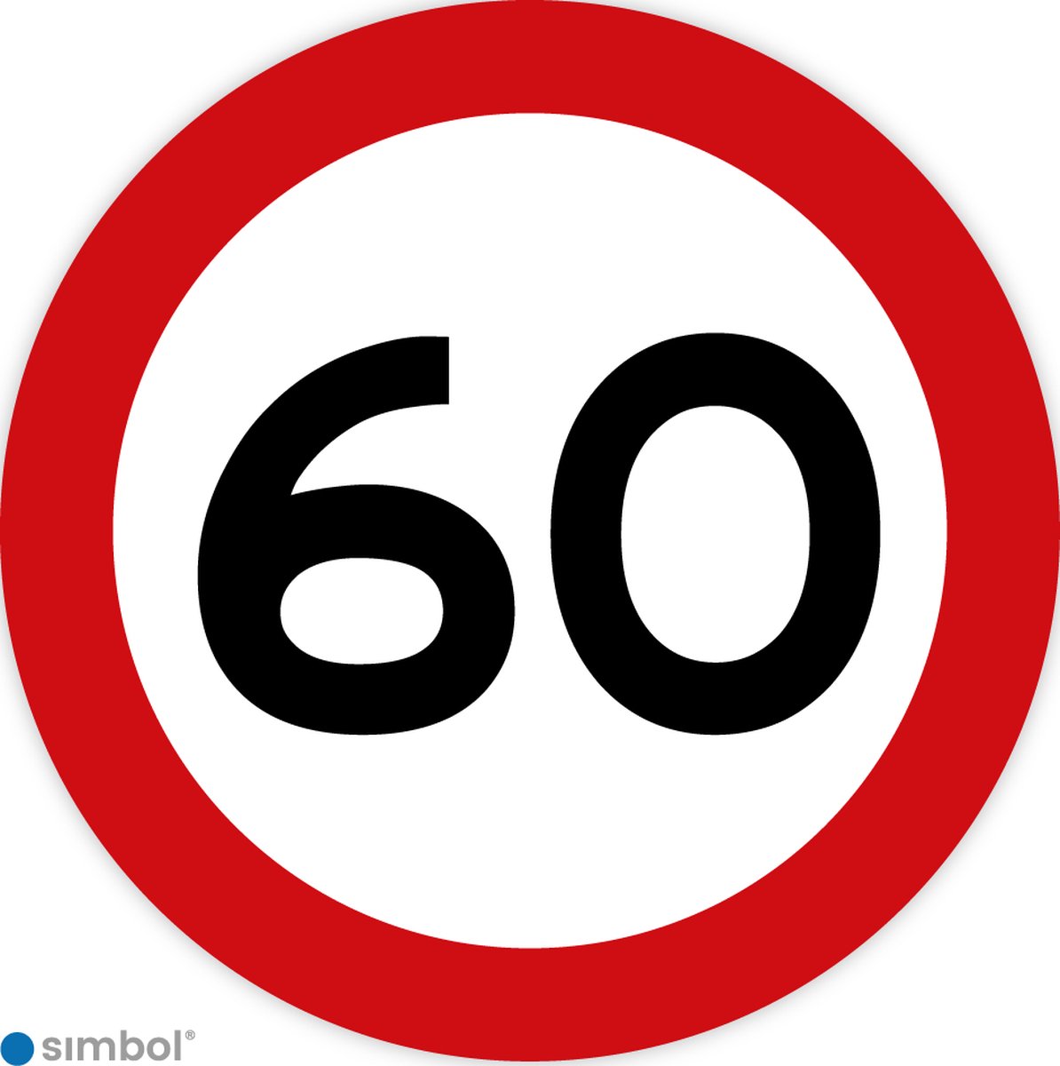 Simbol - Stickers 60 km - Maximaal 60 km/u - Duurzame Kwaliteit - Formaat ø 30 cm.