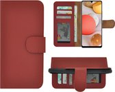 Hoesje Samsung Galaxy A42 - Bookcase - Samsung A42 Wallet Book Case Echt Leer Rood Cover