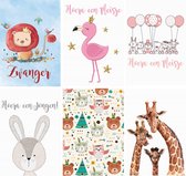 IZZLE Cards Wenskaarten - Geboortekaarten en Zwangerschapskaarten - 6 stuks met enveloppen