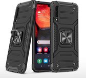 Samsung A50 Hoesje - Heavy Duty Armor hoesje Zwart - Galaxy A50 silicone TPU 360-Degree hybride hoesje Kickstand ringhouder met Magnetisch Auto Mount