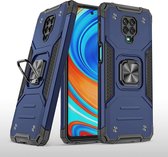 Xiaomi Redmi Note 9S/ Note 9 Pro Hoesje - Heavy Duty Armor hoesje Blauw - Xiaomi Redmi Note 9S/ Note 9 Pro silicone TPU 360-Degree hybride hoesje Kickstand ringhouder met Magnetisch Auto Moun