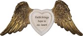 Clayre & Eef Wanddecoratie Vleugels 24*2*10 cm Goudkleurig Polyresin Hartvormig Hope to our heart Muurdecoratie Wandversiering