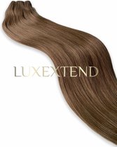 LUXEXTEND Weave Hair Extensions #6A | Human hair Brown | Human Hair Weave | 60 cm - 100 gram | Remy Sorted & Double Drawn | Haarstuk | Extensions Bruin | Extensions Haar | Extensio