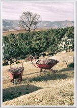 Poster Met Metaal Zilveren Lijst - Lesotho Kruiwagen Poster