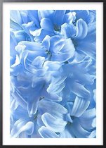 Poster Met Zwarte Lijst - Blauwe Bloemen Poster