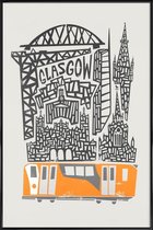 JUNIQE - Poster in kunststof lijst Glasgow Cityscape -30x45 /Grijs &