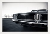 JUNIQE - Poster in houten lijst Dodge Charger -30x45 /Wit & Zwart