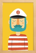 JUNIQE - Poster in houten lijst Ahoy Sailor -20x30 /Geel & Rood