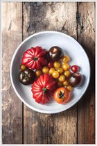 JUNIQE - Poster met kunststof lijst Sommertomaten -13x18 /Bruin & Rood