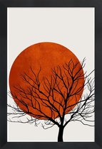 JUNIQE - Poster in houten lijst Winter Sunset -30x45 /Rood & Zwart