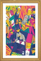 JUNIQE - Poster met houten lijst Batman -40x60 /Oranje & Roze