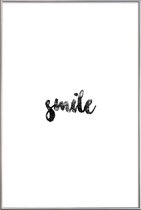 JUNIQE - Poster met kunststof lijst Smile -40x60 /Wit & Zwart