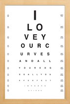 JUNIQE - Poster in houten lijst Eye Chart I Love You -40x60 /Wit &