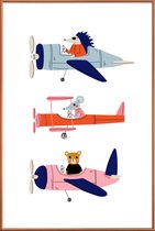 JUNIQE - Poster met kunststof lijst Aeroplane Race -20x30 /Grijs