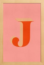 JUNIQE - Poster in houten lijst Red J -30x45 /Rood & Roze