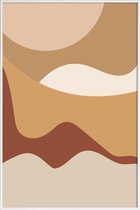 JUNIQE - Poster met kunststof lijst Golden Waves -13x18 /Bruin & Geel