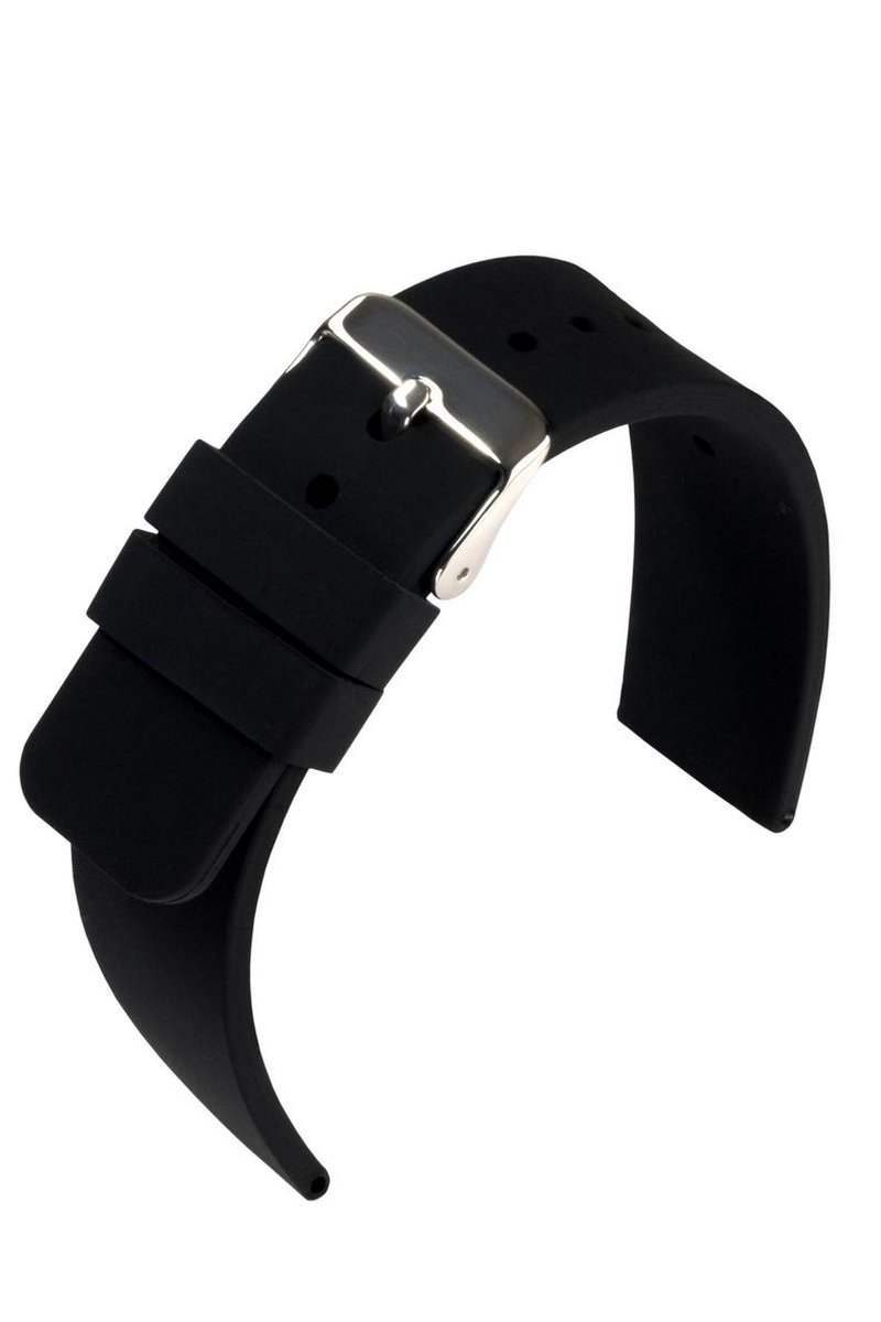 EULIT horlogeband - siliconen - 20 mm - zwart - metalen gesp