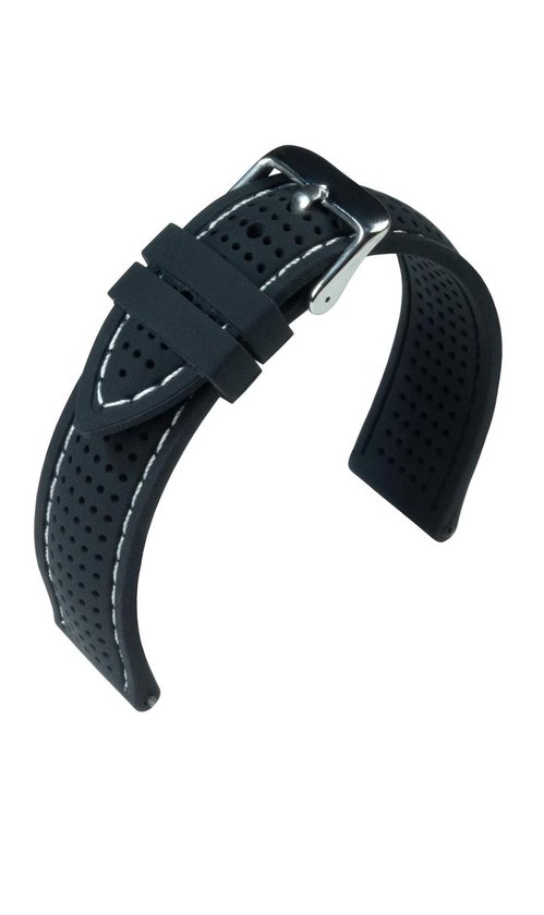 Bracelet montre EULIT - silicone - 20 mm - noir - boucle métal