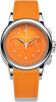 Corniche Heritage Chronograph L’Été Sans Fin Pure Orange - Zilver Staal - Oranje Leer - Vlindersluiting - Waterdicht 5ATM - Saffierglas - Heren Horloge