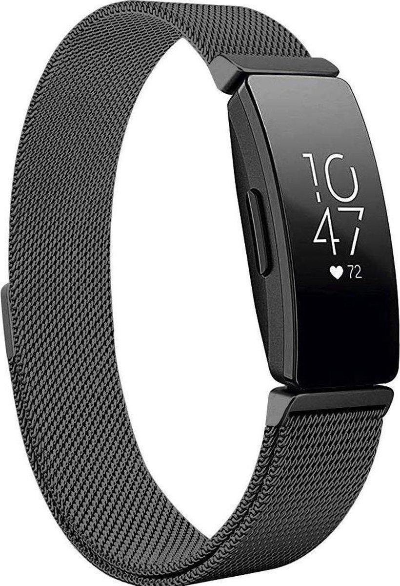 YPCd® Fitbit Inspire 2 bandje - Zwart - Milanees Roestvrij Staal - Small