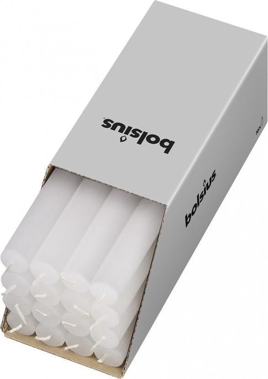 Bolsius - Rustic Dinner Candles - White - 16 pieces