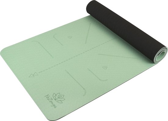 YoZenga Premium yoga mat - sportmat - Fitnessmat - extra breed - extra dik - TPE - Lotus Mint/black - Inclusief gratis draagriem - cadeautip! van YoZenga — afbeelding 2