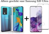 Samsung S20 Ultra Hoesje - Samsung Galaxy S20 Ultra hoesje transparant siliconen case hoes cover hoesjes - Full Cover - 1x Samsung S20 Ultra screenprotector