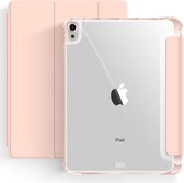 Mobiq - Tri-Fold Clear Back Case geschikt voor iPad Air (2022 / 2020) - roze/transparant