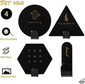 Buvel Zelfklevende haken - 4 Stuks - Handdoekhaken - Ophanghaken - Wandhaken - Zwart