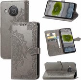 Voor Nokia X10 Mandala Bloem Reliëf Horizontale Flip Lederen Case met Beugel / Kaartsleuf / Portemonnee / Lanyard (Grijs)