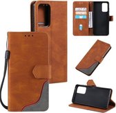 Voor Xiaomi Redmi Note 10 Pro Max Driekleurige Stiksels Kalf Textuur Horizontale Flip Lederen Case met Houder & Kaartsleuven & Portemonnee (Bruin)