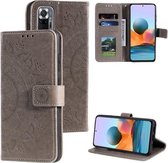 Voor Xiaomi Redmi Note 10 Pro Max Totem Bloem Reliëf Horizontale Flip TPU + PU Lederen Case met Houder & Kaartsleuven & Portemonnee (Grijs)