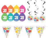 Party Love NL™ Versierings Pakket 21 Jaar Multicolor (S)