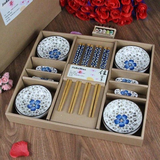 Winkrs Sushi set voor 4 personen Blauw Keramiek Japans servies