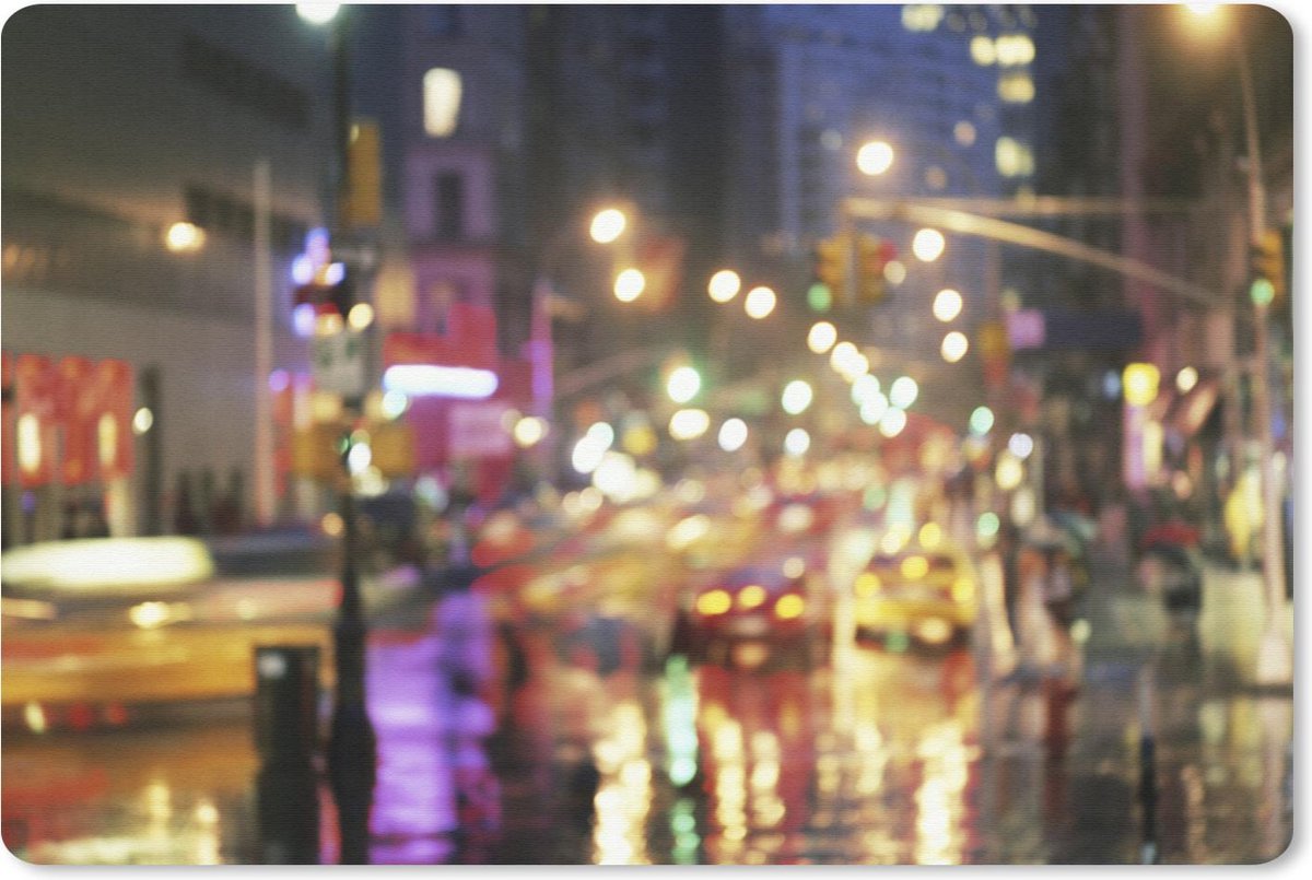 Muismat Broadway New York - Straat in New York bij nacht muismat rubber - 27x18 cm - Muismat met foto