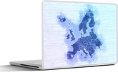 Laptop sticker - 10.1 inch - Europa - Kaart - Blauw - 25x18cm - Laptopstickers - Laptop skin - Cover
