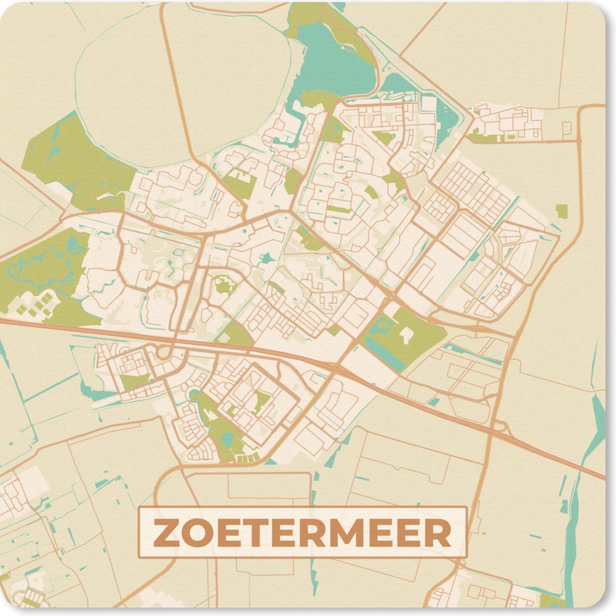 Muismat 20x20 cm - Mousepad Kaart - Zoetermeer - Vintage - Muismatten