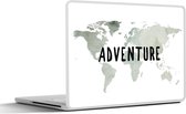Laptop sticker - 11.6 inch - Wereldkaart - Waterverf - Quote - 30x21cm - Laptopstickers - Laptop skin - Cover