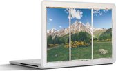 Laptop sticker - 15.6 inch - Doorkijk - Rotsen - Bloemen - 36x27,5cm - Laptopstickers - Laptop skin - Cover