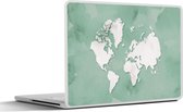 Laptop sticker - 11.6 inch - Wereldkaart - Groen - Waterverf - 30x21cm - Laptopstickers - Laptop skin - Cover
