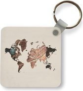 Sleutelhanger - Uitdeelcadeautjes - Wereldkaart - Simpel - Hout - Plastic