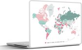 Laptop sticker - 11.6 inch - Wereldkaart - Liefde - Roze - 30x21cm - Laptopstickers - Laptop skin - Cover