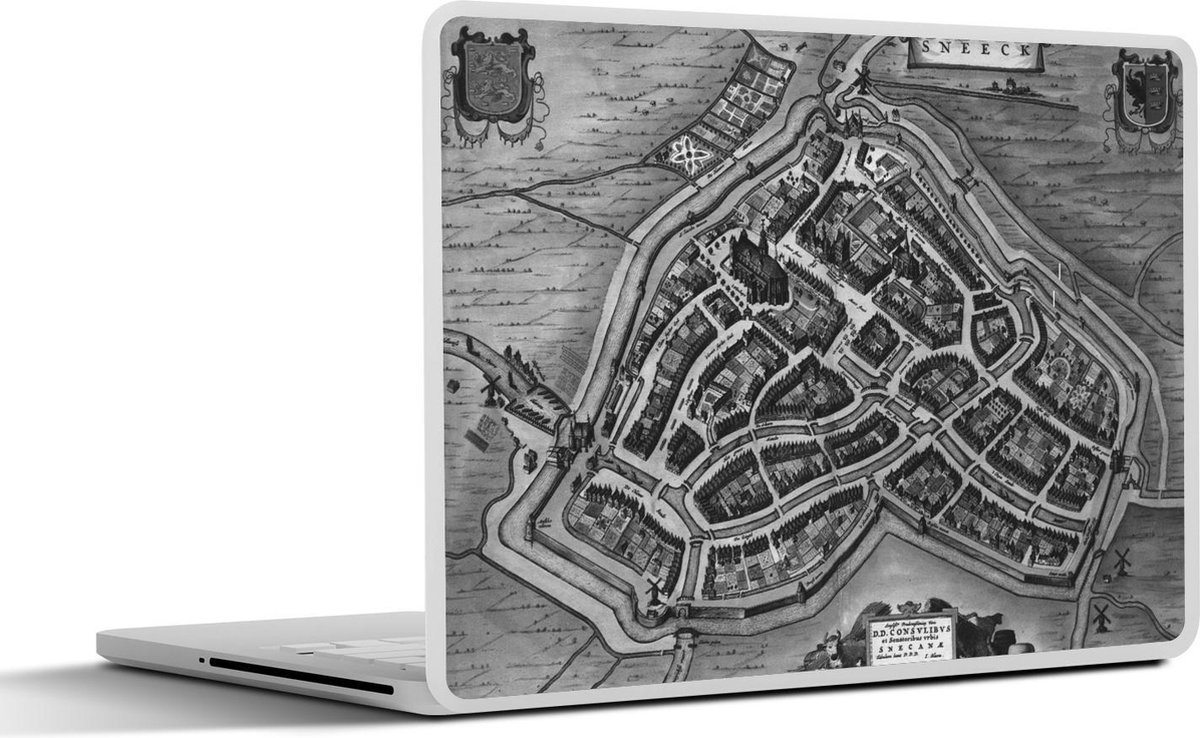Laptop sticker - 17.3 inch - Kaart - Sneek - Historisch - 40x30cm - Laptopstickers - Laptop skin - Cover