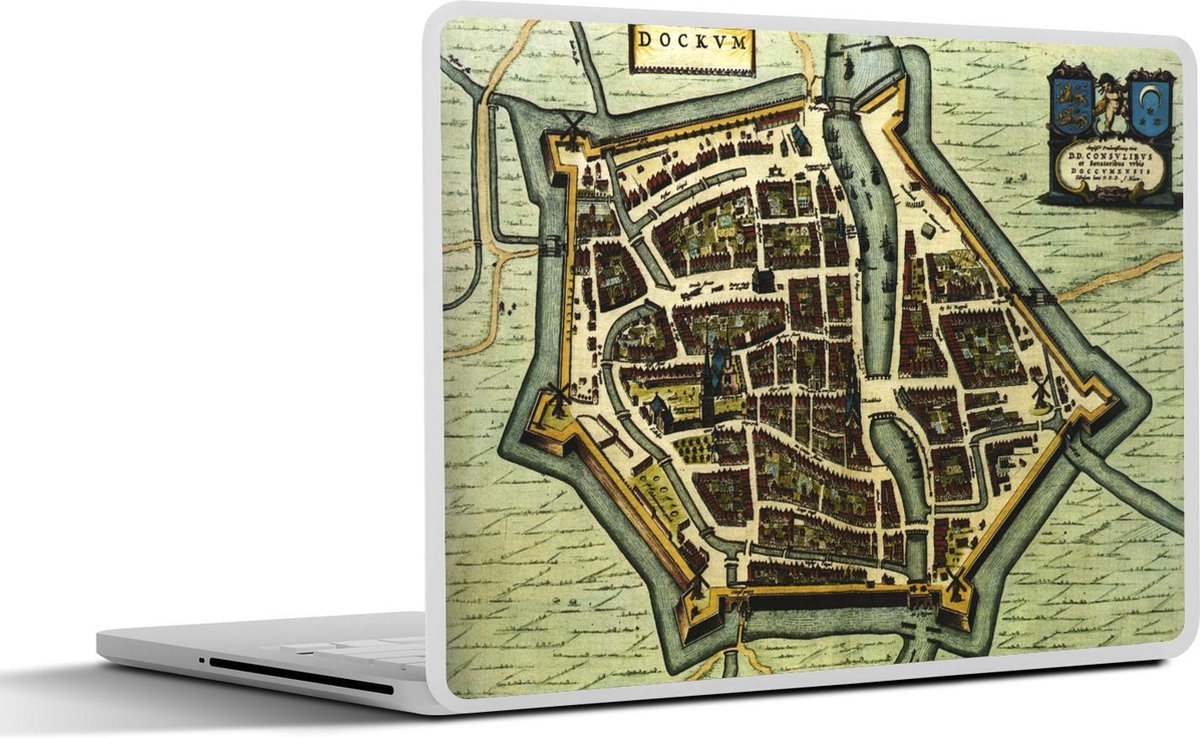 Laptop sticker - 13.3 inch - Kaart - Dokkum - Antiek - 31x22,5cm - Laptopstickers - Laptop skin - Cover