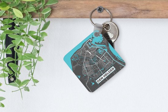 Porte-clés - Carte - Den Helder - Grijs - Blauw - Plastique