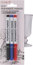 Permanente markers | Voor CD's, DVD's en glas | Rood Blauw Zwart | 3 stuks | Watervaste stiften