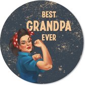Muismat - Mousepad - Rond - Best grandpa ever - Opa - Spreuken - Quotes - 20x20 cm - Ronde muismat - Vaderdag cadeau - Geschenk - Cadeautje voor hem - Tip - Mannen