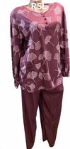 Dames pyjamaset met blaadjes XL 42-44 bruin/wit