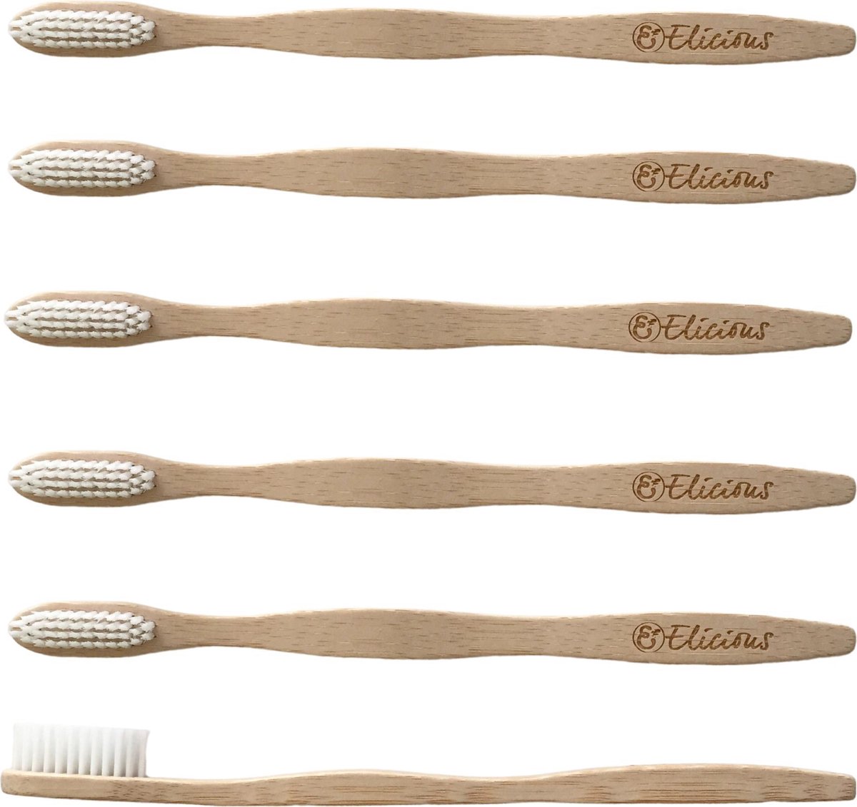 Elicious® - Tandenborstel - Bamboe - Duurzaam - Extra Sterk - Ultrasoft - Milieuvriendelijk - Set van 6